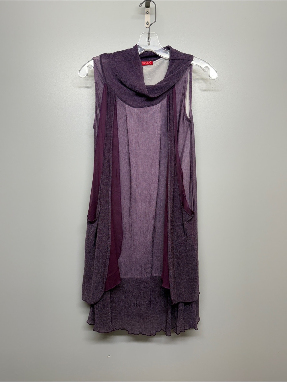 Theory Deep Purple Layered Sheer Lightweight Tunic Top or Dress